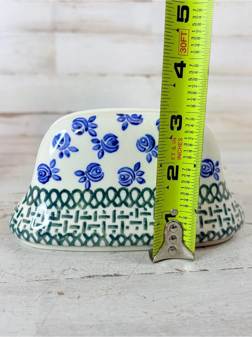 POLISH POTTERY Salt Pepper Shakers Set Tray Napkin Holder Boleslawiec Flowers